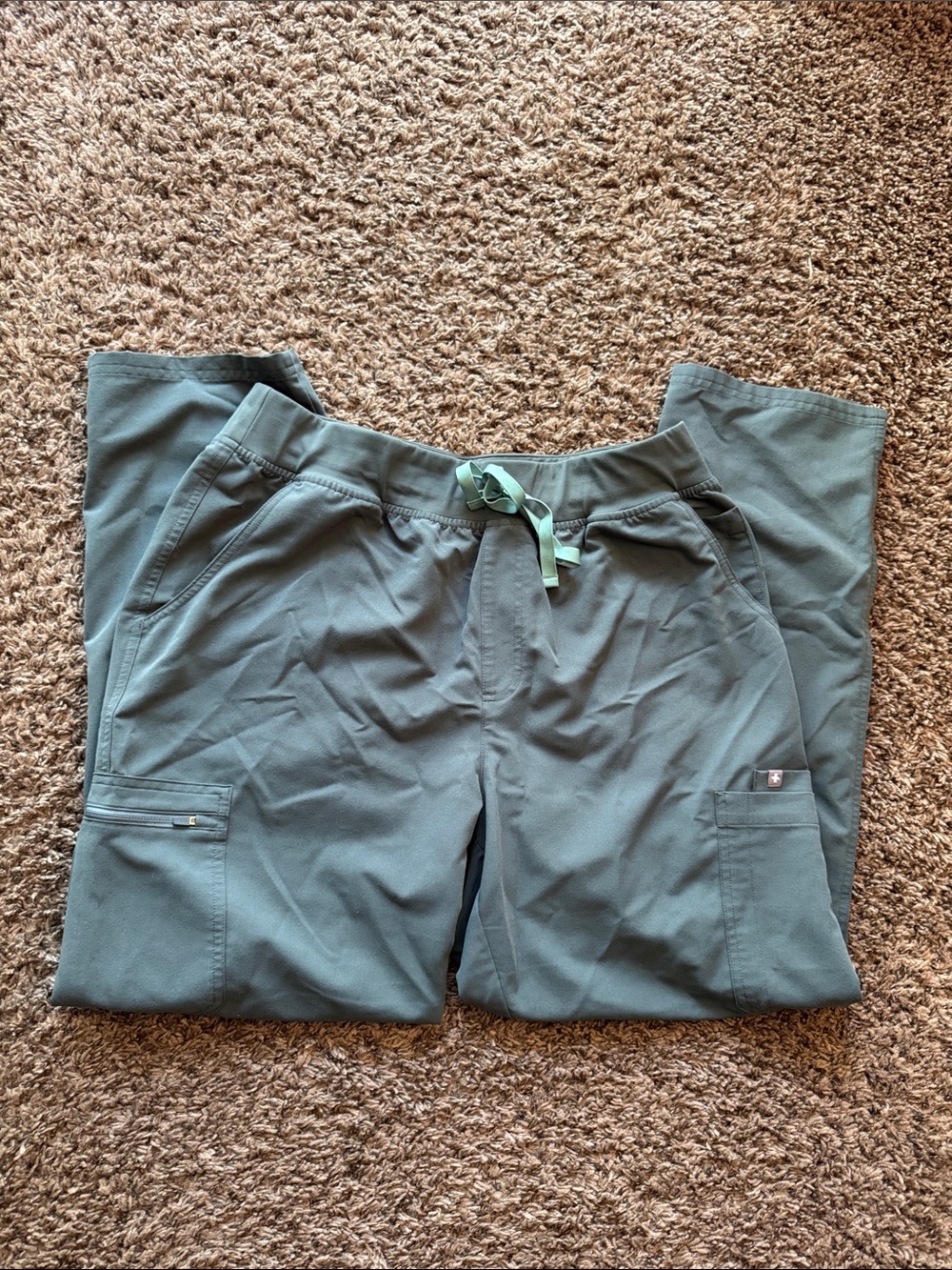 Figs Yola High-Waisted Scrub Pants Moss Green XL
